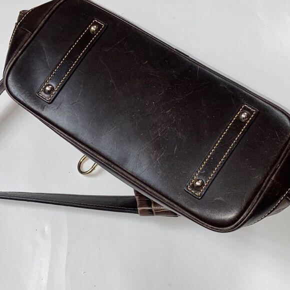 Dooney & Bourke Brown Florentine Croc Embossed Leather Logo Lock Shoulder Bag - Picture 10 of 14